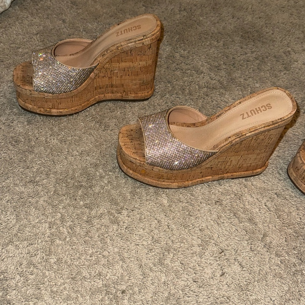 Schutz Dalle crystal-embellished high-heel wedges - Picture 3 of 11